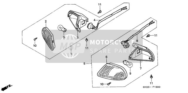 Honda SA75 1993 Indicatore anteriore per un 1993 Honda SA75